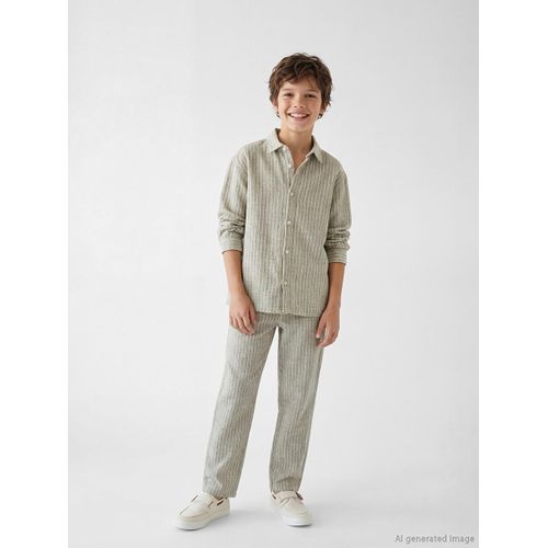 Striped Poplin Boy Trousers