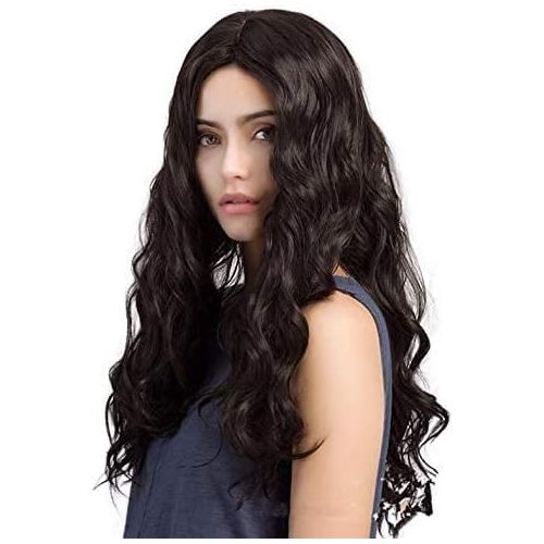 Synthetic Hair Wig Long Wavy Black Color