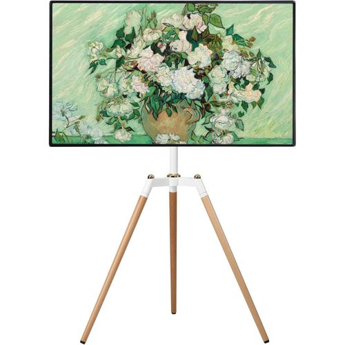 Floor TV Stand for 32-65 inches Screen Height Adjustable Studio Tripod Easel TV Display Stand with 140° Swivel for Bedroom, Living Room, Corner TV Stand White