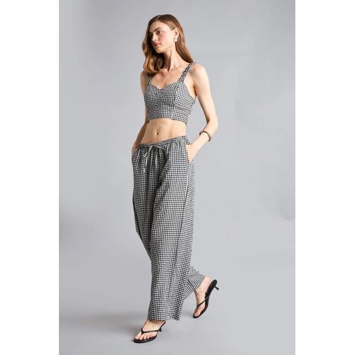 Straight Fit Double Pocket Gingham modal Trousers