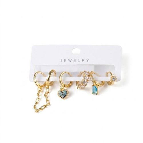 set of gold-tone stainless steel stud and hoop earrings.