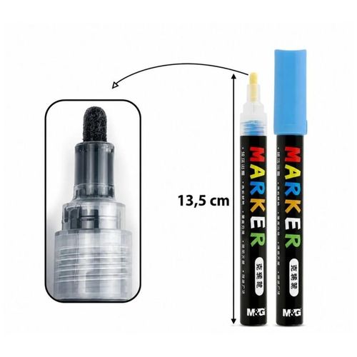 Chenguang MOCALO Mini Acrylic Paint Marker – 2mm Medium Tip, Variant Colors with Display Rack & Refills - 1pcs - No: APL976S6