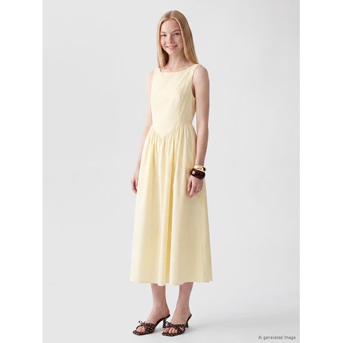 U Neck Fitted Waist Corseted Dress