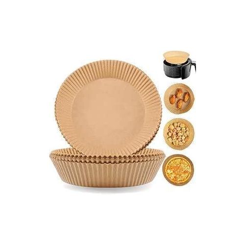 Air Fryer Paper Liners 100 Pcs Disposable Non-Stick Round Liners Oil Proof Waterproof Baking Roasting Cooking Paper for Air Fryer Microwave Steamer Pan Accessories