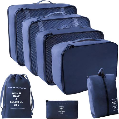 Travel bag organizer - 7pcs Multi-Color Set with excellent zipper, luxury finish, suitable for trips, holidays and travel enthusiasts multi-use