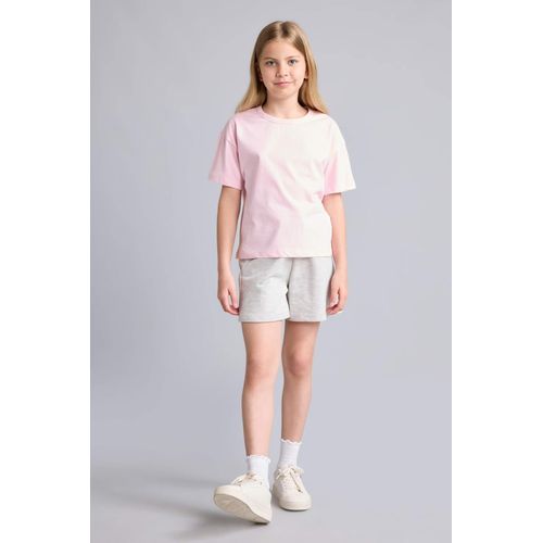 Girl Grey Basic Elastic Waist Shorts
