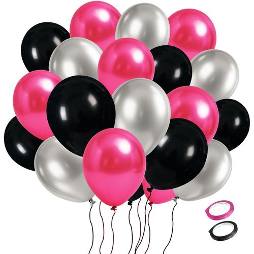 Juego de 30 globos de genera revelación, decoraciones de color Rosa Intenso de 12 pulgadas, globos de latas de la color Rosa Intenso y Negro, suministros de fiesta para cumpleaños, boda, aniversario