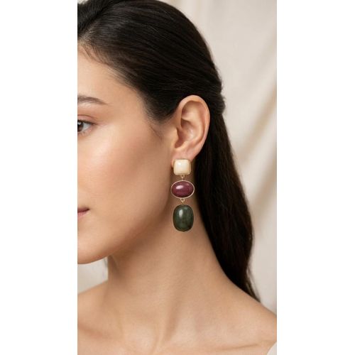 Multi-stone Dangle Acrylic Earrings for Women – Set of Elegant Occasion Wear