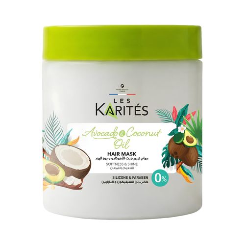 Karites, Avocado And Coconut Oil, Hair Mask, Softness And Shine, 0% Silicone And Paraben - 475ML