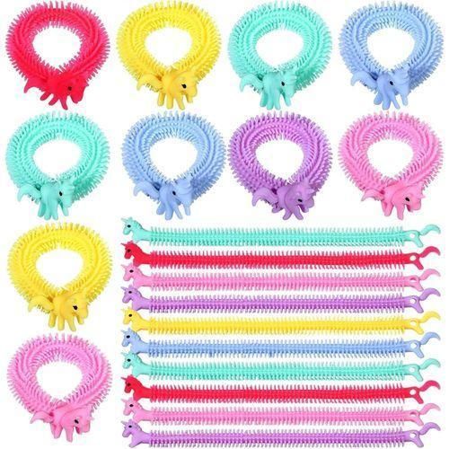Pack of 10 Colourful Stretchy Strings, Unicorn Squeeze Toy, Stress Relief Toy Squeeze, Unicorn Stretch Noodles Ideal for Sensory Training and Finger Exercises for Children Adults