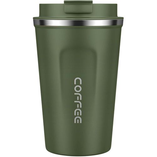 Green Coffee Cup, Double-Wall Reusable Vacuum Coffee Cup, Eco-Friendly Travel Office Mug for Hot Tea Coffee and Cold Drinks, 13oz/380ml