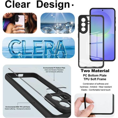 Galaxy A57 Clear Case Shockproof TPU Black Edges 360 Degree Shockproof Camera Protection Non-Yellowing Designed for Samsung Galaxy A57 Clear
