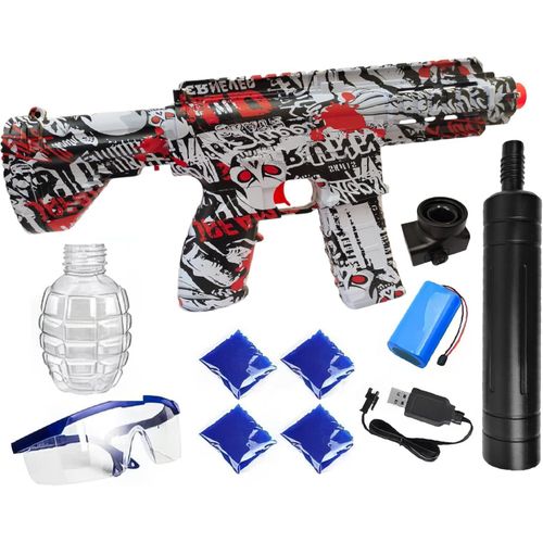 Electric Toy Gun for Kids with Hydrogel Ammo, Rechargeable Automatic Blaster, Safe and Fun, Ideal for Outdoor Games, Includes USB Charger (Orange)