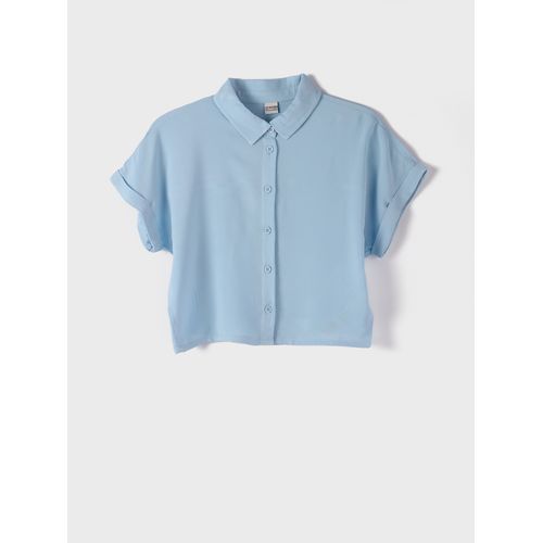 Basic Short Sleeve Girls' Crop Shirt