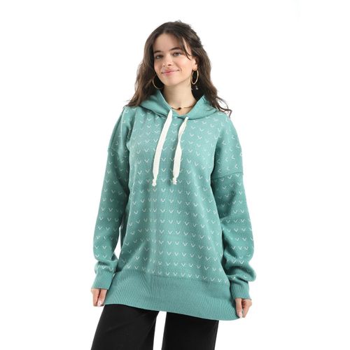 Long Sleeves Self Patterened Knitted Pullover - Mint
