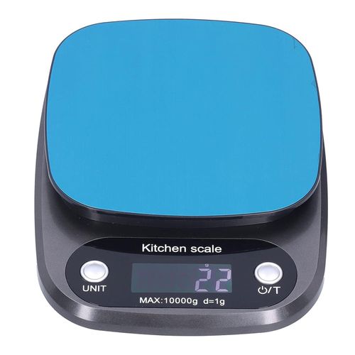 Digital Kitchen Scale with LCD Display, 10kg Capacity, Blue and Black