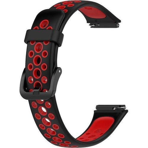 Silicone Sports Strap Compatible with Huawei Band 7 / Honor Band 7, Lightweight Sweatproof Silicone Wristband - Black & Red