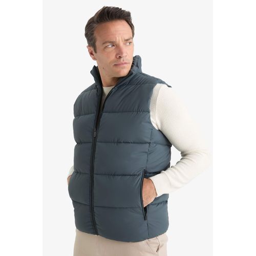 Slim Fit Stand Collar Lined Waterproof Puffer Vest