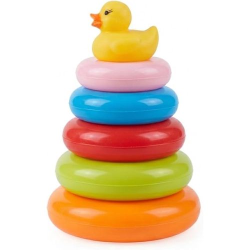 Colorful Duck Stacking Ring Toy for Babies & Toddlers – Educational Baby Toy for Hand-Eye Coordination, Color Recognition & Motor Skills Development - Safe BPA-Free Plastic Stacker