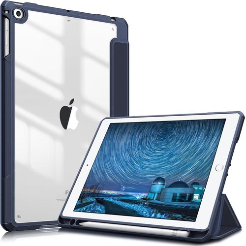 Slim Hybrid Shockproof Protective Case with Clear Back Cover, Built-in Pen Holder, and Auto Sleep/Wake Support for iPad 6th Generation 2018, 5th Generation 2017, 9.7-inch
