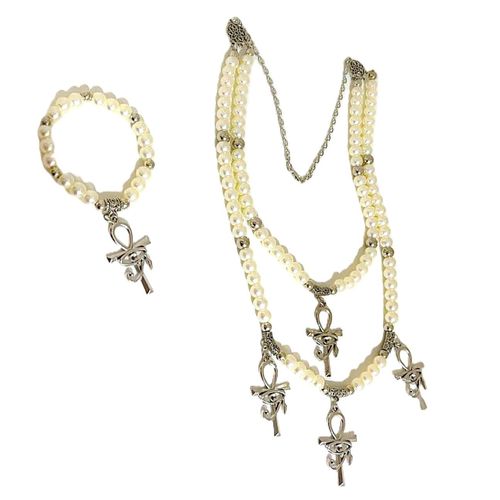 Necklace & Bracelet White & Stylish