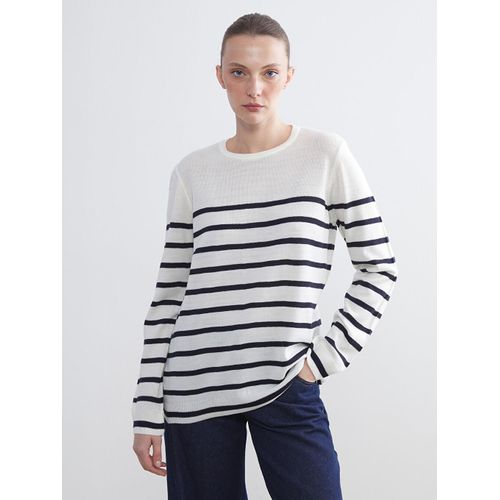 Crew Neck Striped Women's Knitwear Sweater