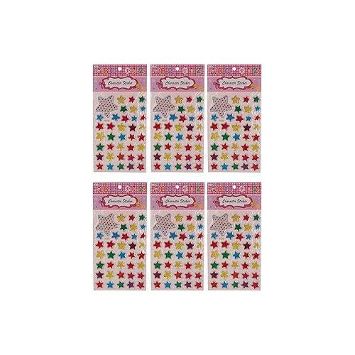 3A 21915-3 Plastic Star Sticker Set Of 6 Pieces For Kids - Multi Color 21915-3 - 3A-5120-Multi Color21