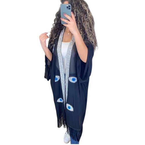 Handmade abaya card with distinctive embroidery in cheerful colors – Free Size