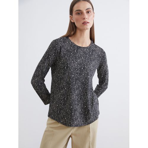 Crew Neck Patterned Blouse