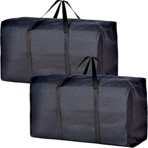 Waterproof Storage Bag Large , Heavy Duty Quilted Blanket Storage Organizer with Zipper & Handles, Dustproof Clothes Storage Bag for Bedding, Blankets, Comforters (Two packs)