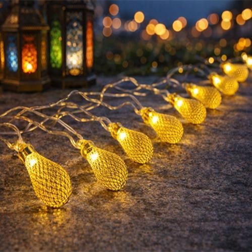 Ramadan Decoration Lights Metal lantern warm light 10 Pcs