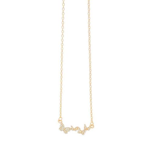 Shiny Double Butterflies Necklace for Women - Gold