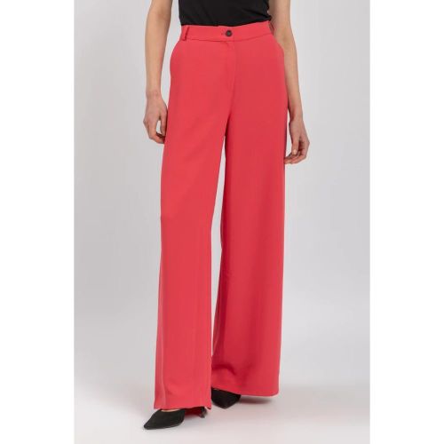 Plain Elastic Waist Wide Pants - Coral Orange