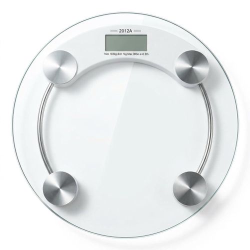 Digital Body Scale Round Tempered Glass LCD Display