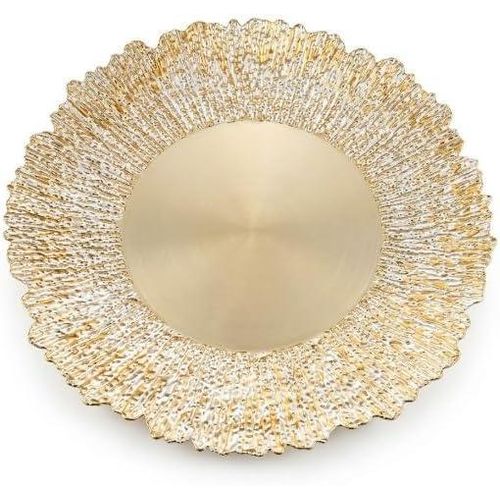 Elegant Gold Dessert Serving Plate, Decorative Hospitality Plate for Cakes, Desserts, Fruits, Appetizers, Attractive Design for Events and Guests, 30cm Suitable for Home Tables