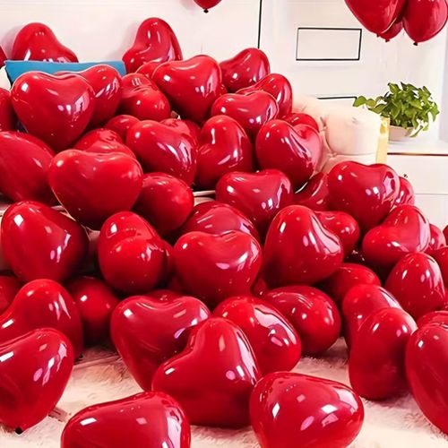 20 Pieces Romantic Red Heart Latex Balloon Set, 25.4 cm Love Balloons for Valentine's Day, Weddings, Birthdays and Party Decorations