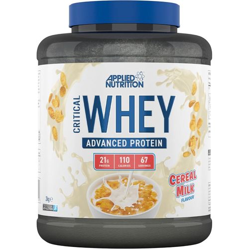 Applied Nutrition Critical Whey Protein Powder - Cereal Milk Flavor (2000g, 30 lbs, 67 Servings) - Tri-Protein Blend with ISO-XP Whey Isolate, Concentrate & Hydrolyzed Whey - Lean Muscle, Recovery & Low Sugar - Halal Certified