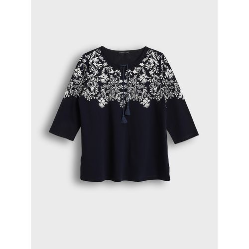 Tie Neck Embroidered Women's Blouse