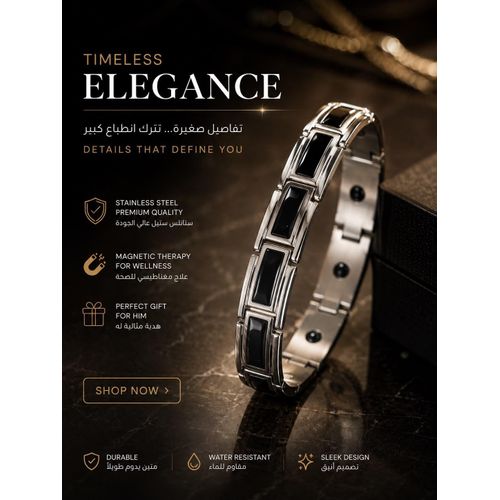 Men's Energy Bracelet Made of Stainless Steel