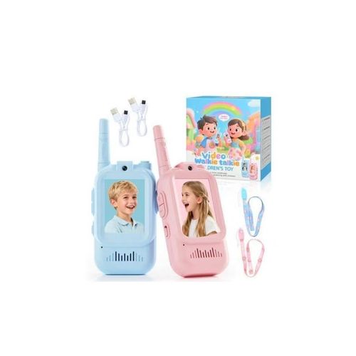 Video Walkie Talkies for Kids 2 Pack – 2.0 IPS Display Screen Intercom with Camera & Voice Changer – USB-C Rechargeable Long-Range Wireless Transceiver Toy for Outdoor Camping, Hiking & Travel – Pink & Blue Set (Ages 6+)
