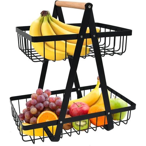NA 2-Tier Fruit Basket,Fruit Bowl Holder Bread Basket Vegetable Rack, Detachable Fruit Holder for Fruit, Vegetables, Snacks in Home, Kitchen Officewith Screwdriver