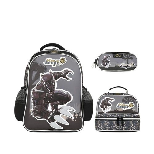 Glossy Bird - King of Jungle School Bag Set with Backpack Lunch Bag and Pencil Case 16 Inch - GB5607