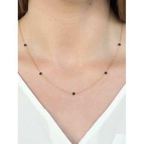 Black Onyx Necklace - Multicolored Gold Chain