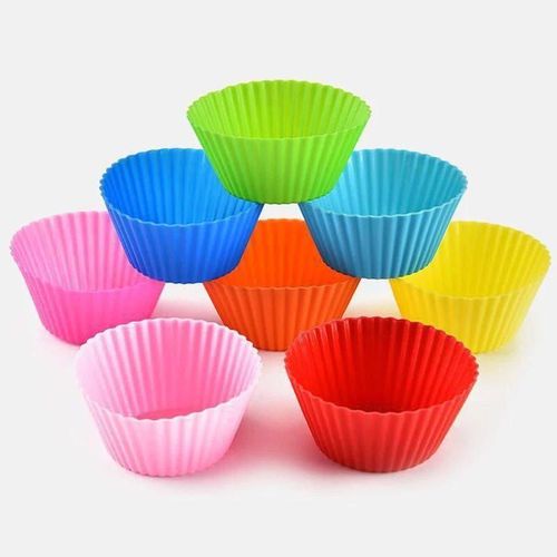 12 Pieces Silicone Cupcake Molds Set – Non-Stick Baking Cups for Cupcakes, Muffins and Desserts – Premium Reusable Silicone Molds for Oven, Microwave and Freezer Use