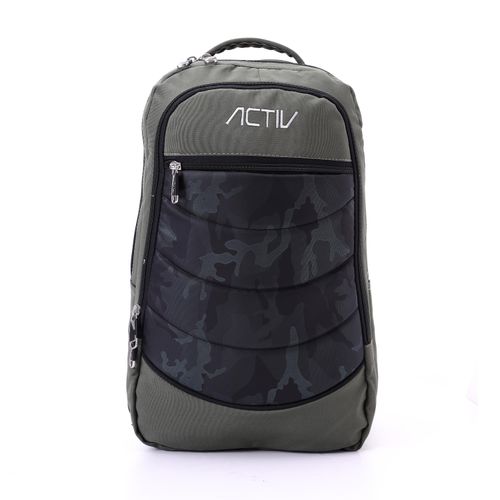 Large Zipper Olive Backpack With Camouflage Pattern