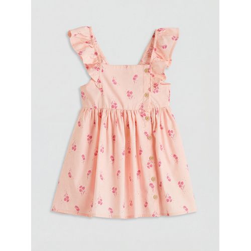 Square Neck Floral Girls Poplin Dress