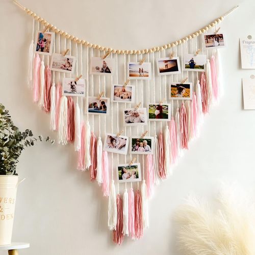 Warm Pink Wall Macramé Decorated With Tassels