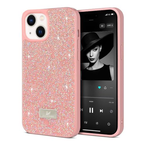 Glitter Back Case For Iphone 13/14 Luxury Bling Glitter Design Back Cover for Girls Women Bumper Anti-Scratch Bumper Slim Shell Phone Case (Pink)