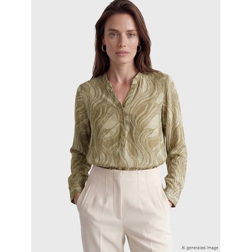 Notch Neck Patterned Blouse