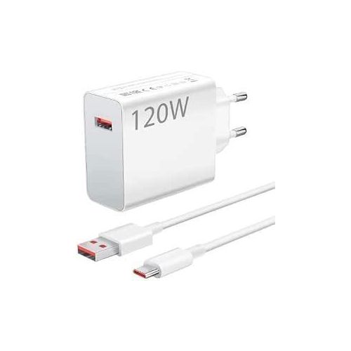 Super Fast Charging Adapter with USB-C to USB-C Cable for Smartphones ((120W Turbo Fast Charging))